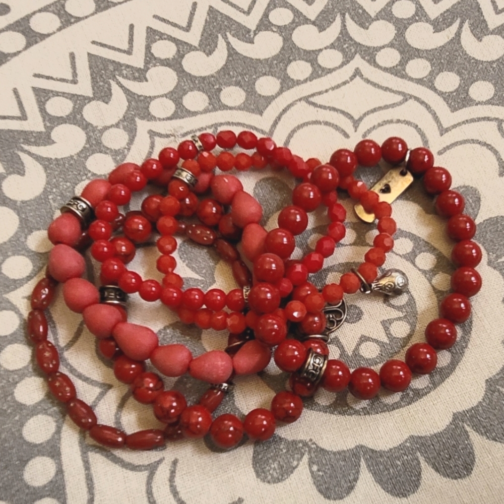 Set of 6 Red and Pink CFC Bracelets